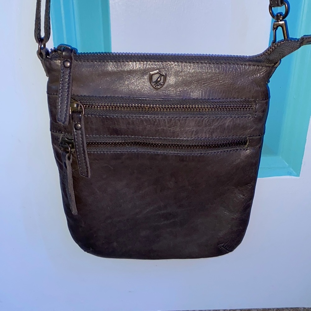 Used once, grey leather purse